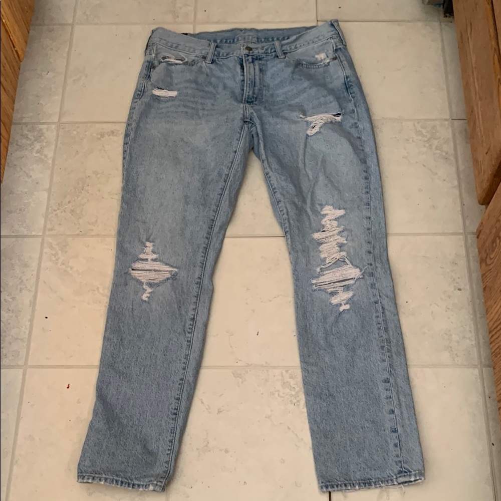 Abercrombie & Fitch Distressed Light Blue Slim Fit Men's Jeans